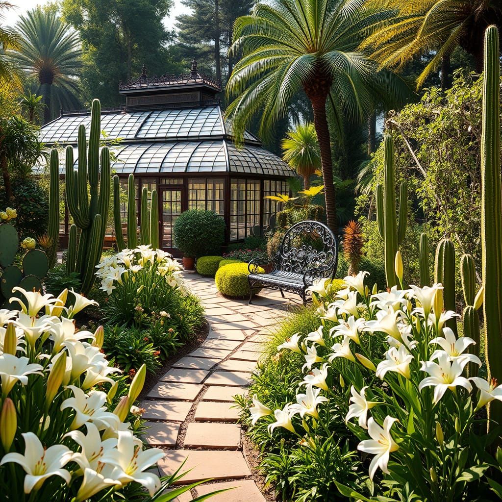 A lush Victorian-era botanical garden unfolds in exquisite d...