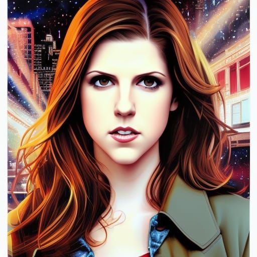 Anna Kendrick Collage in Comic Book Style