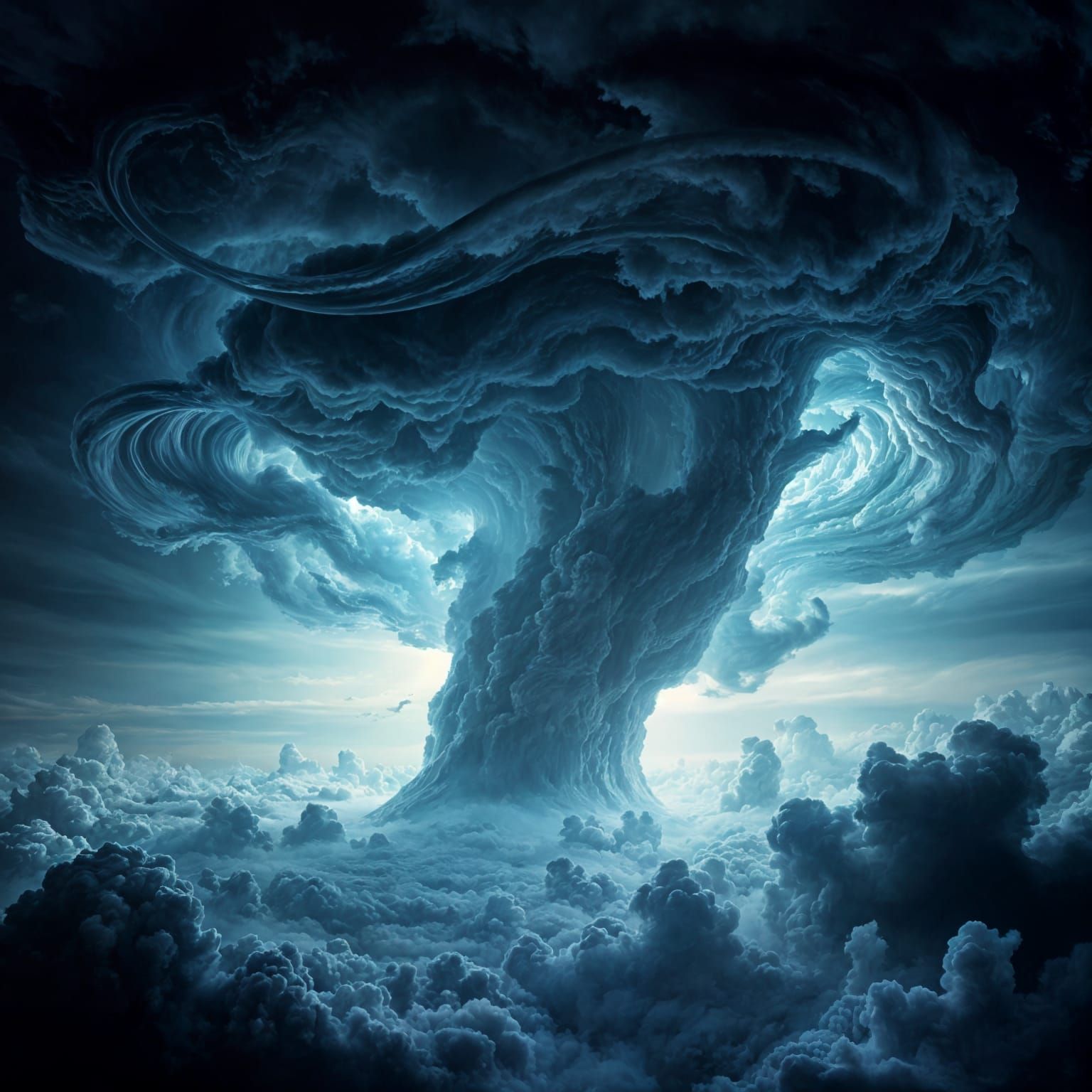 Dramatic Cloud Vortex in Surreal Stormy Sky