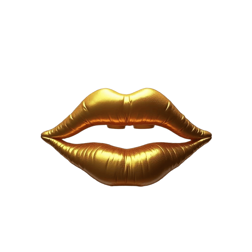 Shimmering Gold Lips Adrift in a Haze of Fantasy