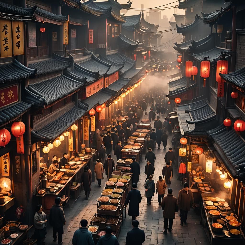 Vibrant Hutong Street Food Scene at Night