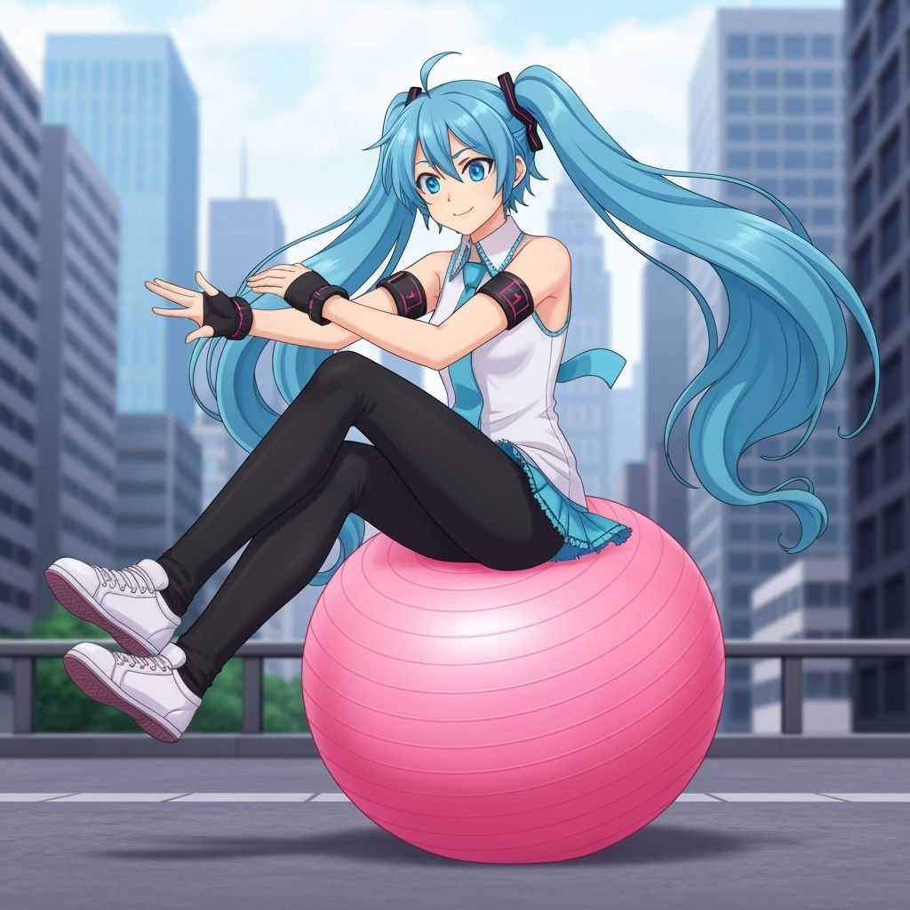 Hatsune Miku Bouncing on Exercise Ball