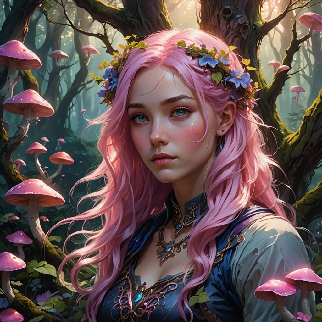 Sídhe Portrait in Magical Forest: Fantasy Concept Art
