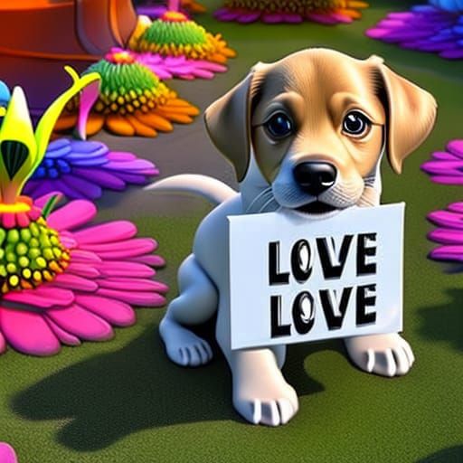 Whimsical Garden Scene in 3D Digital Art