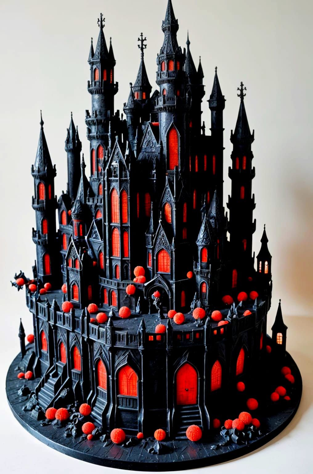 Gothic Castle Cake Sculpture in Hyperrealistic Style