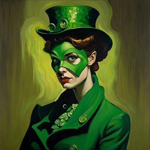 Female Riddler as Van Gogh-Style Painting