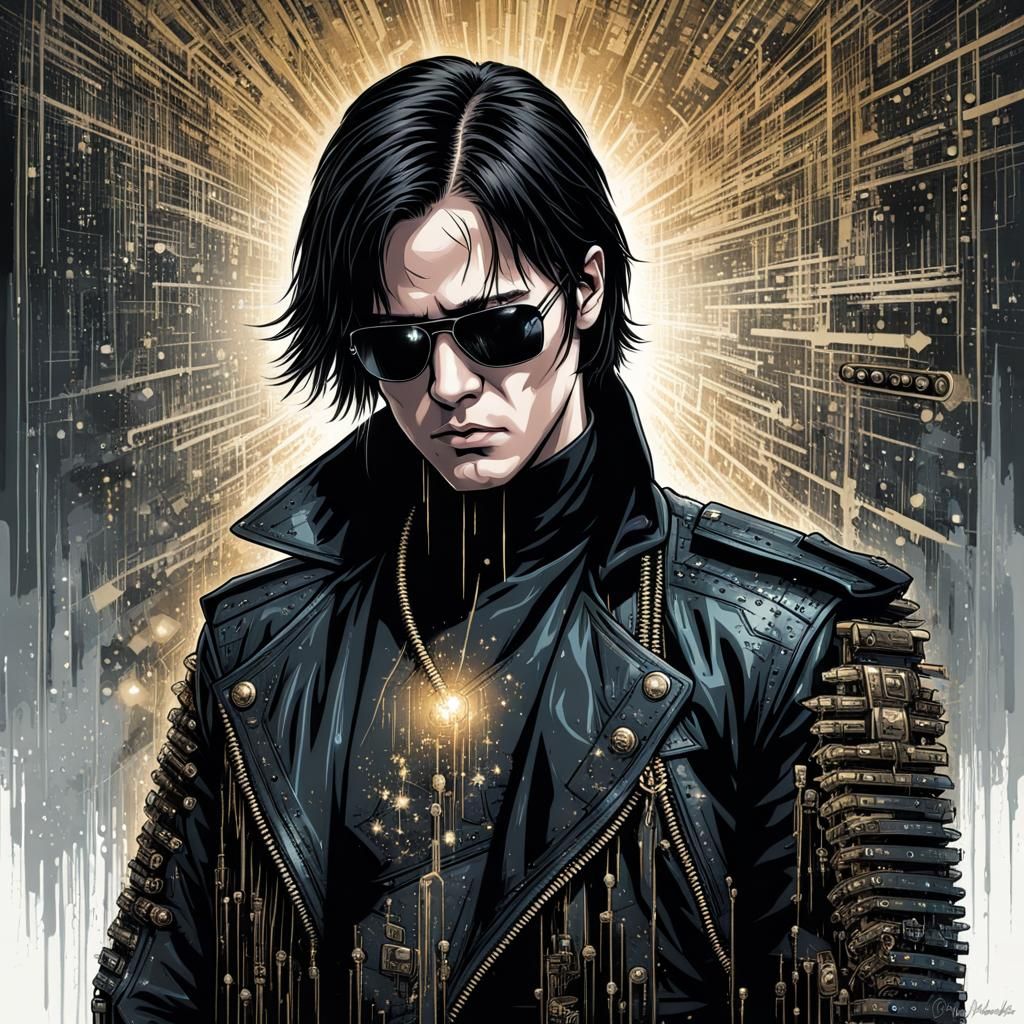 Emo-Core Rocker in Dark Digital Art Style