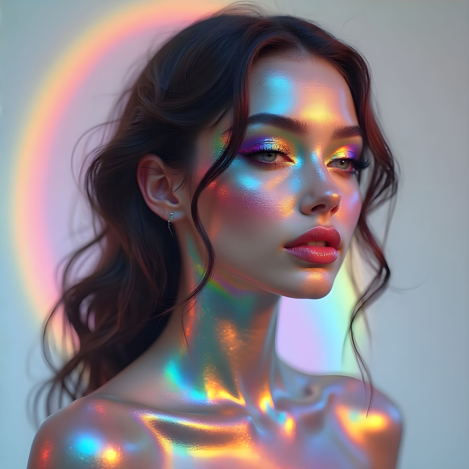 Rainbow Hologram Skin Illusion