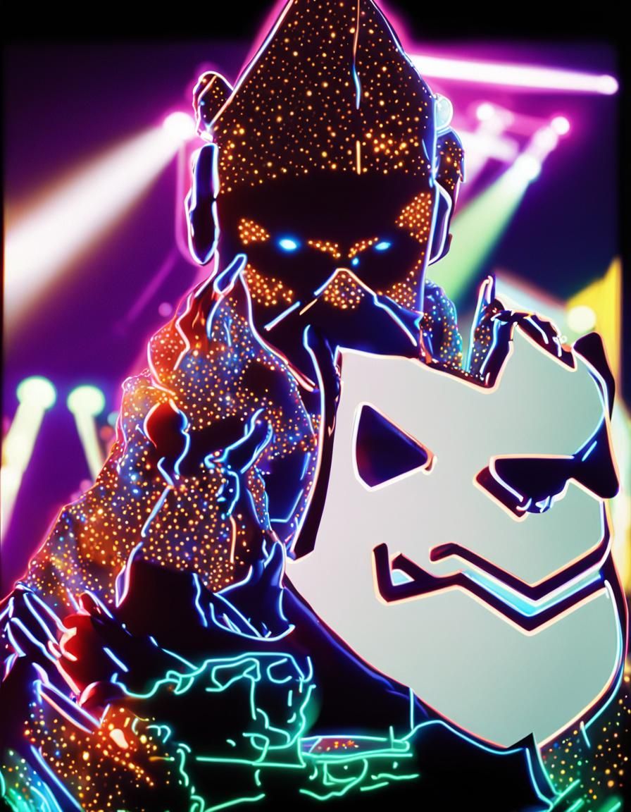 Handsome Rocker Musician on Neon-Lit Stage: Anime Portrait