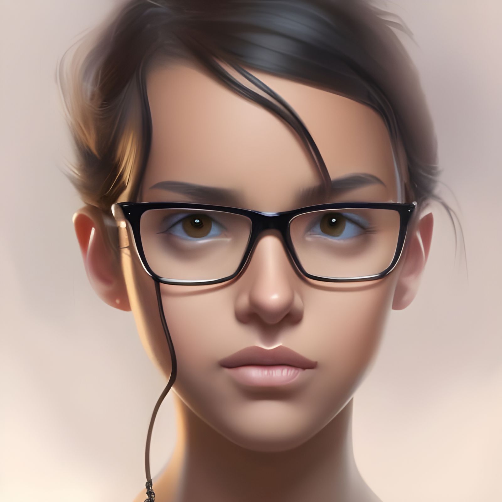 Detailed Portrait of a Nerdy Girl in Rain