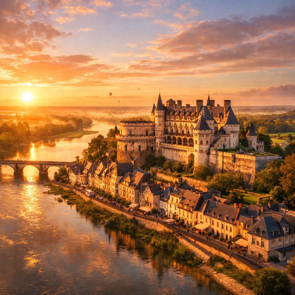Amboise Castle Aerial View at Golden Hour