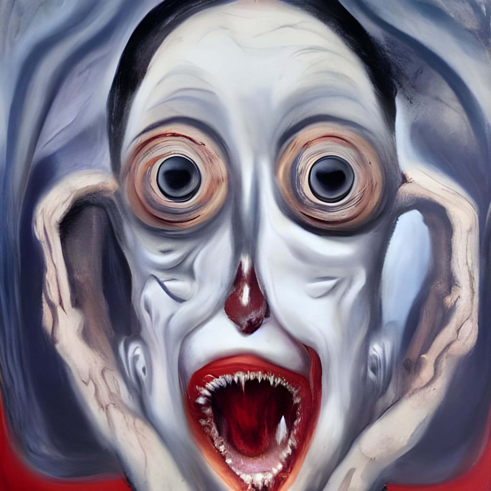 Tormented Face in Dark Surrealist Oil Painting