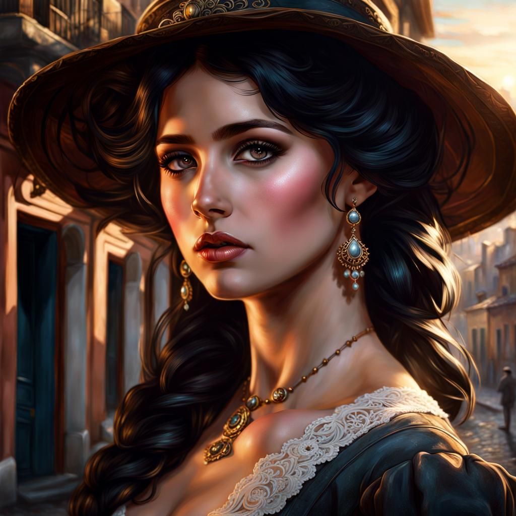 Ethereal Beauty in Spanish Town, Retro Style