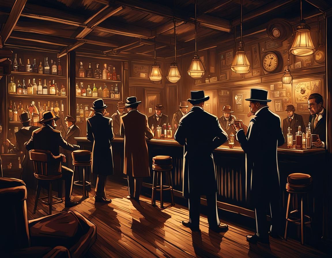 Prohibition Era Speakeasy Scene in Hyperrealistic Style