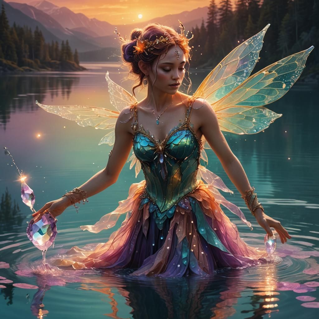 Water Fairy Dances at Sunset: Digital Matte Painting