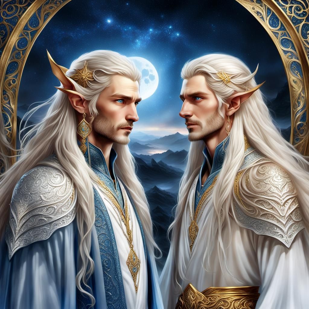 Regal Elf Lord with Golden Hair in Fantasy Style
