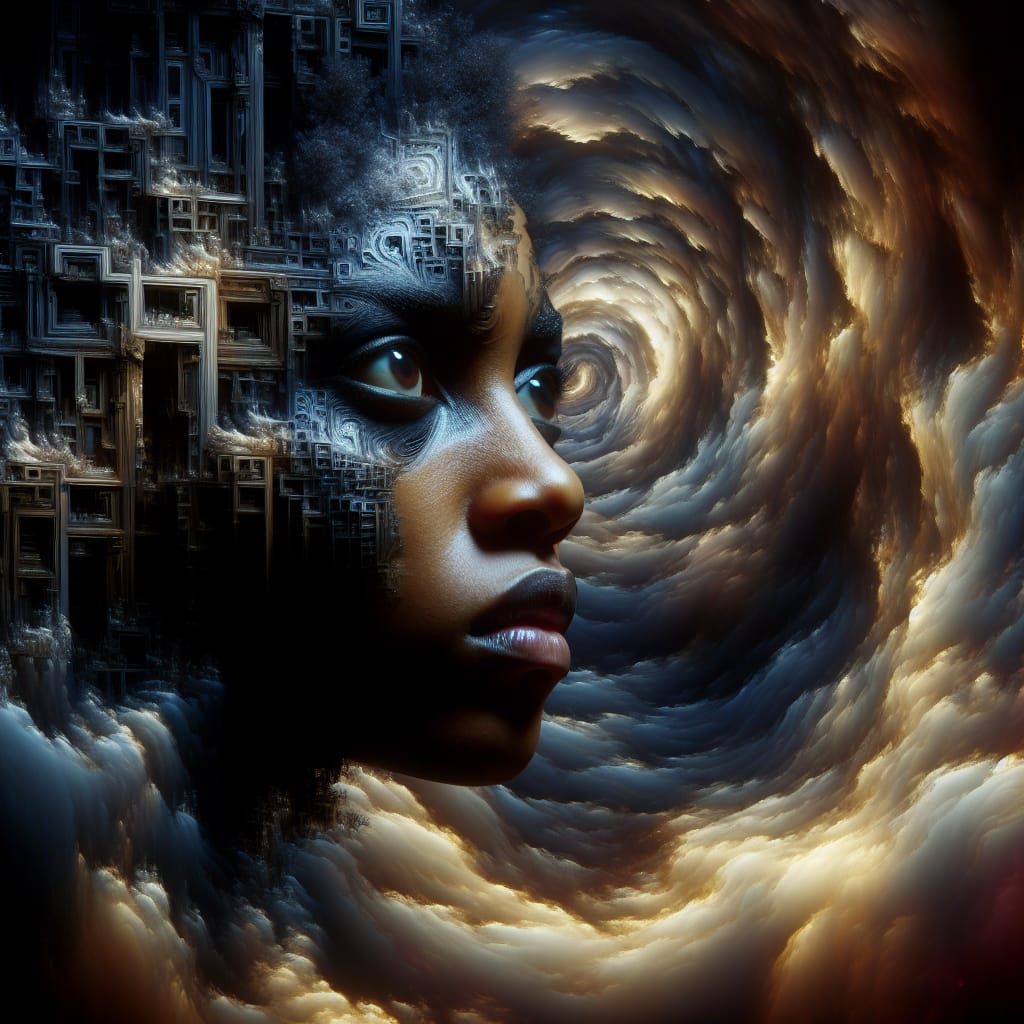 Woman Gazing into Abyss: Digital Matte Painting