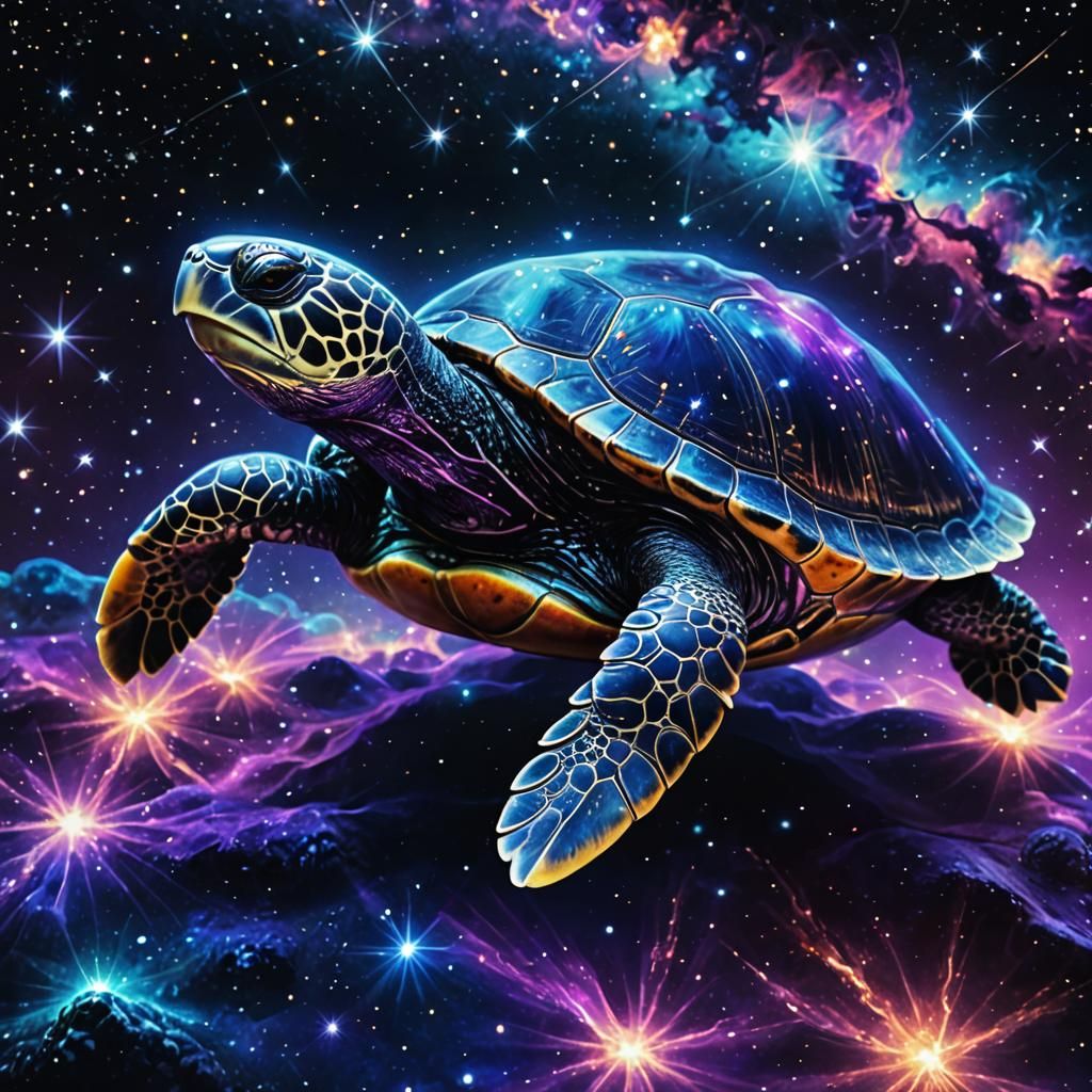 Ethereal Starlight Turtle in Cosmic Nebula