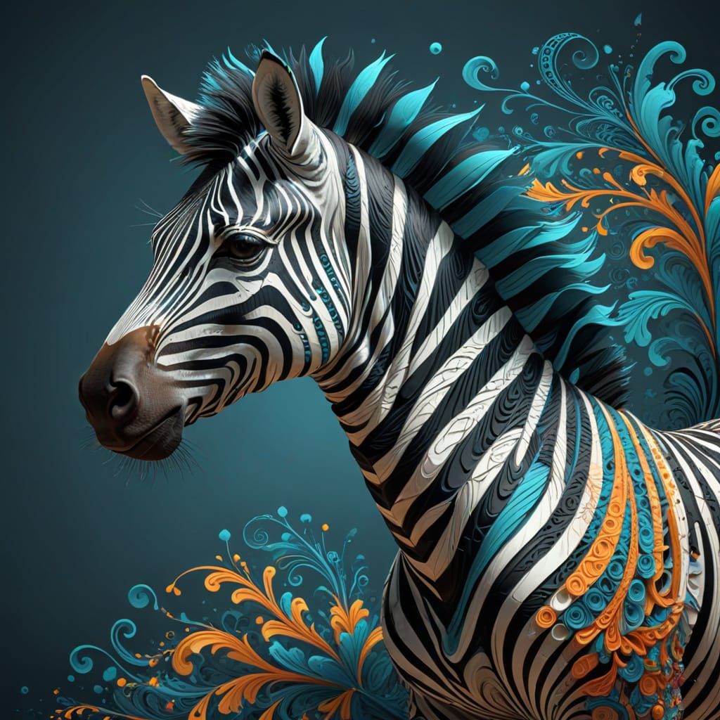 Vibrant Fractal Zebra in Wave Function