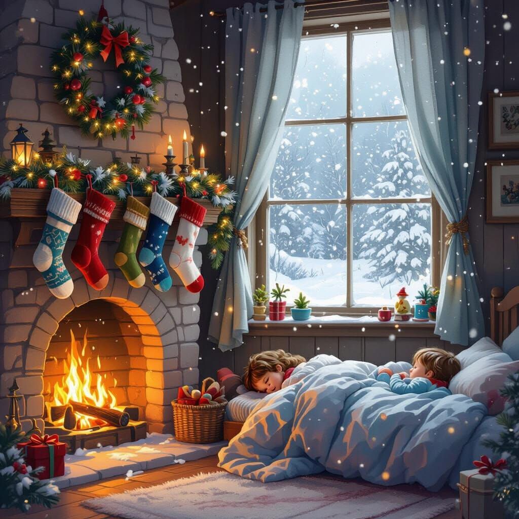 Cozy Christmas Fairytale Illustration for Children