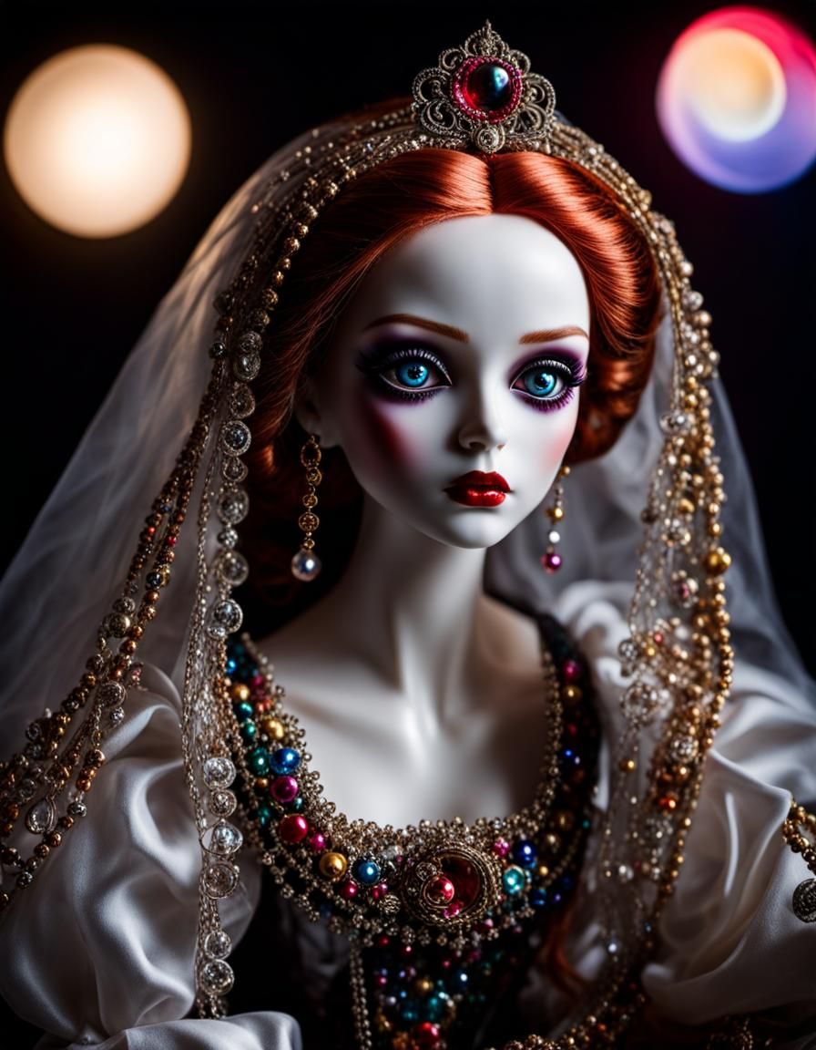 Sinister Lifelike Doll Portrait in Glass Case