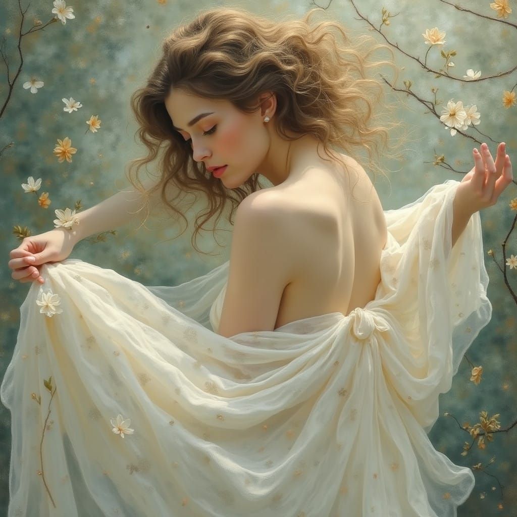 Ethereal Woman in Flowing Silks