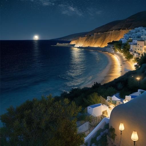 Night View of Greece Under Stars