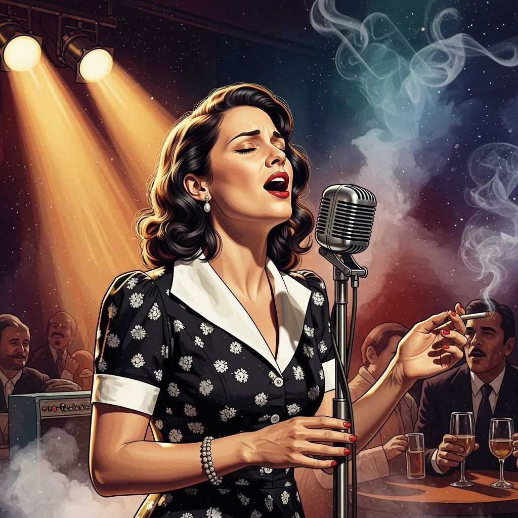 Jazz Singer in 1940s Club with Splatter Art
