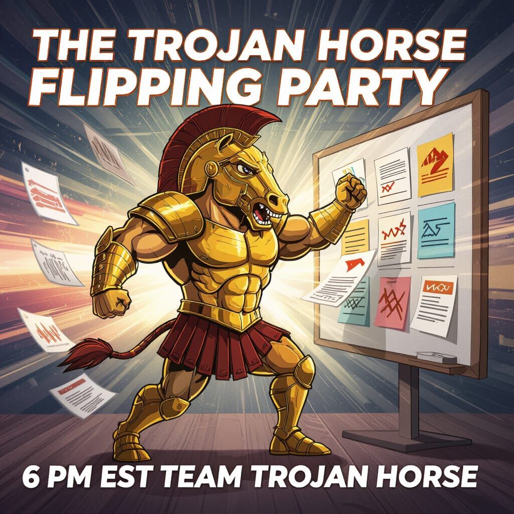 Muscular Trojan Horse Mascot Flipping Task Cards