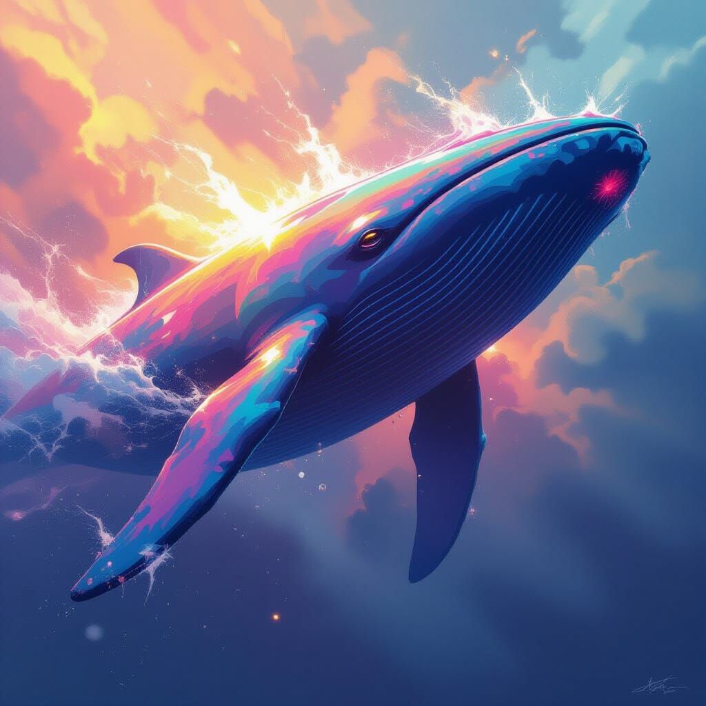 Hyperdimensional Plasma Whale in Colorful Concept Art