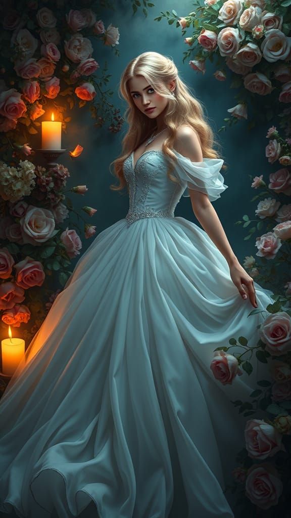 Plus-Size Beauty in Fairytale Scene