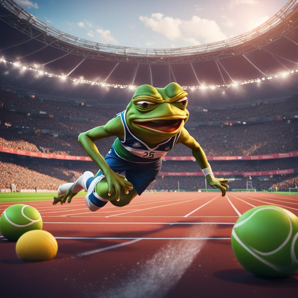 Pepe the Frog in Olympics: Detailed Digital Painting
