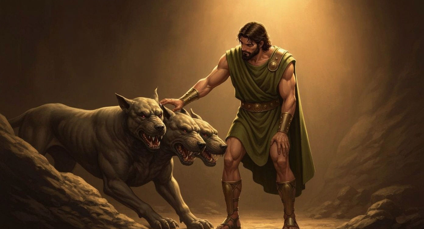 Heracles Shows Affection to Cerberus