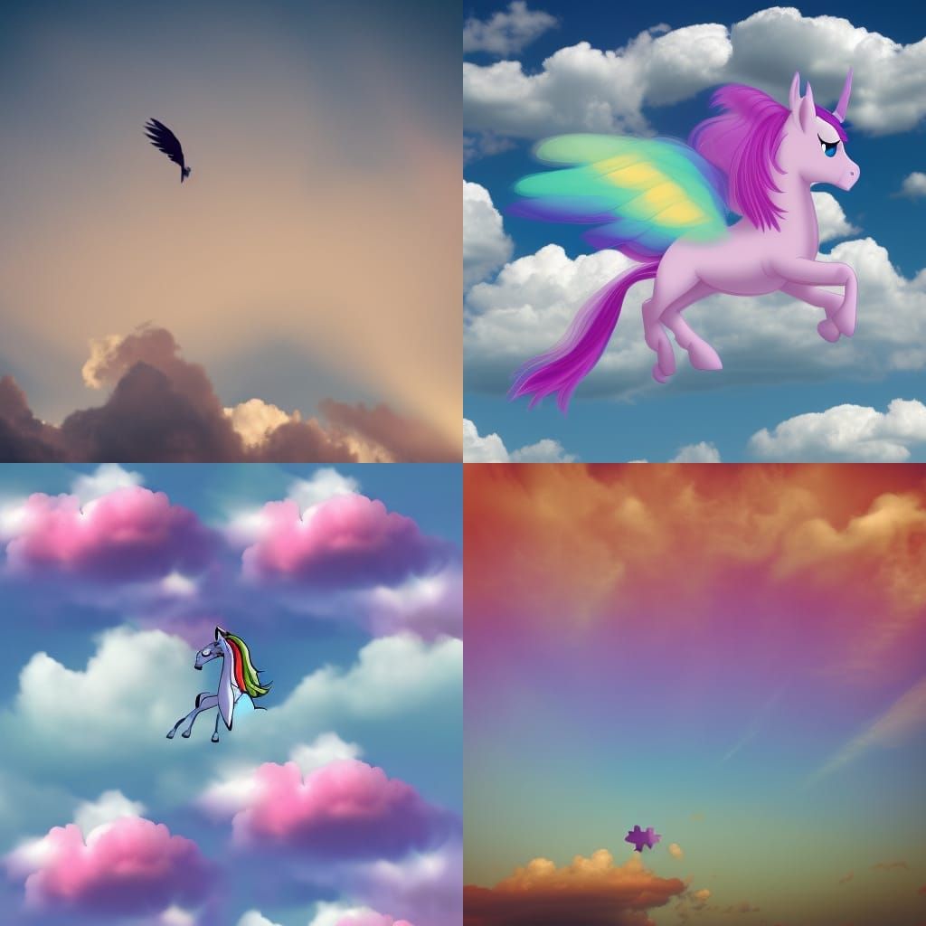 Alicorn Flight Through Cotton Candy Skies