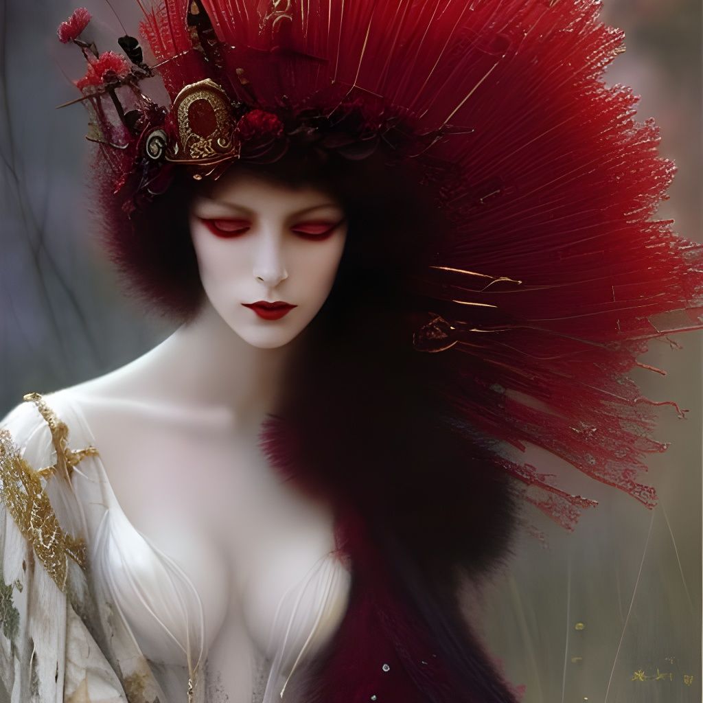Sorrowful Goddess of Grief in Red Threads