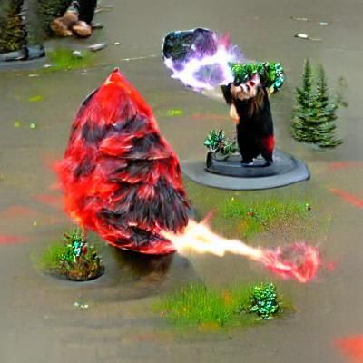 Obsidian Druid Casting Red Magic Missile Blast