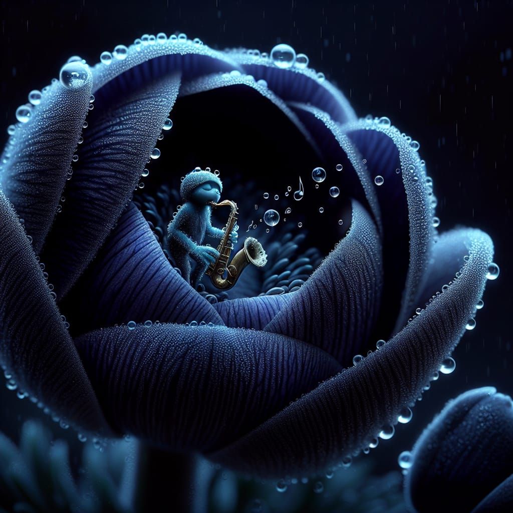 Dewdrop Saxophonist in Anemone Bud