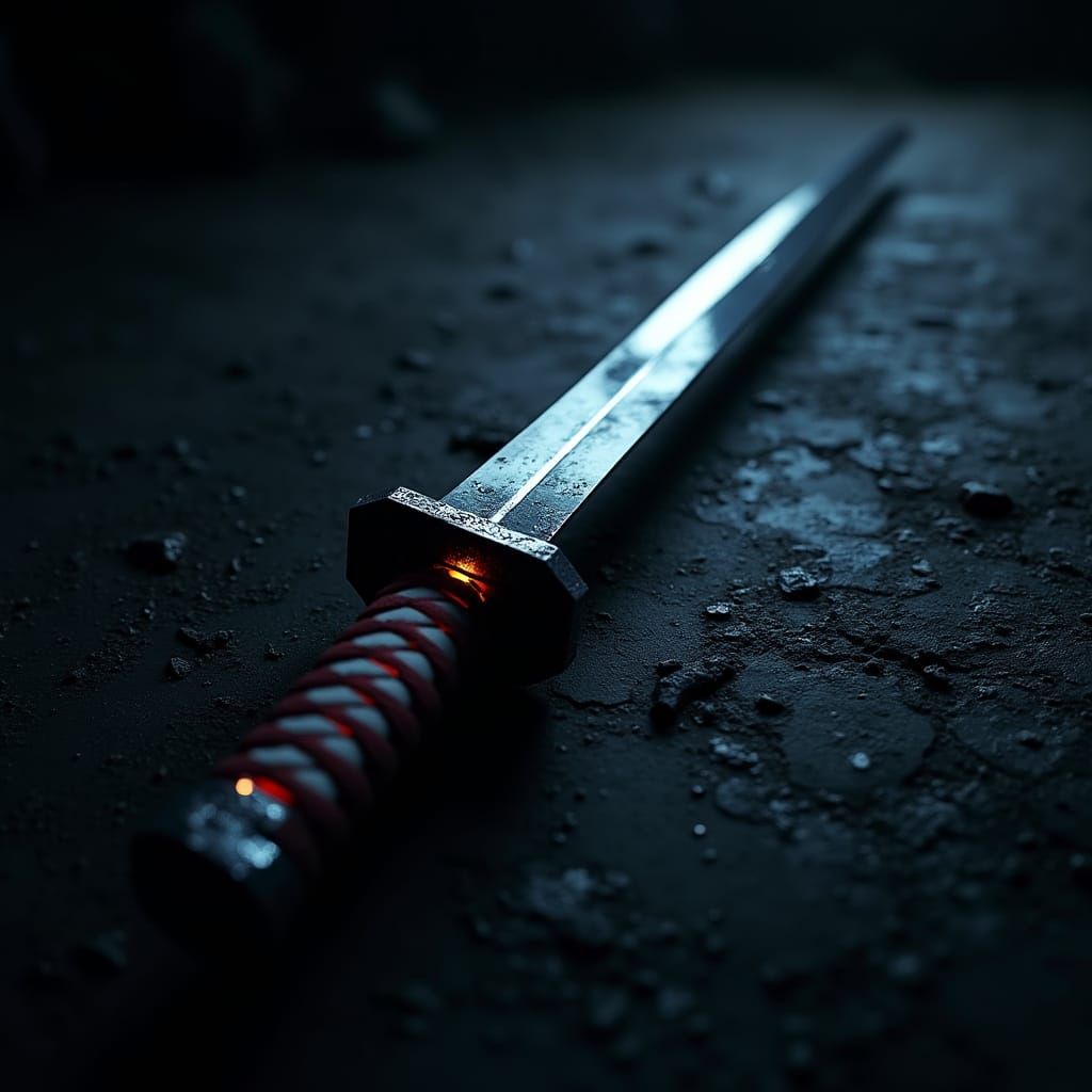 Futuristic Katana Blade Wrapped in Shadows