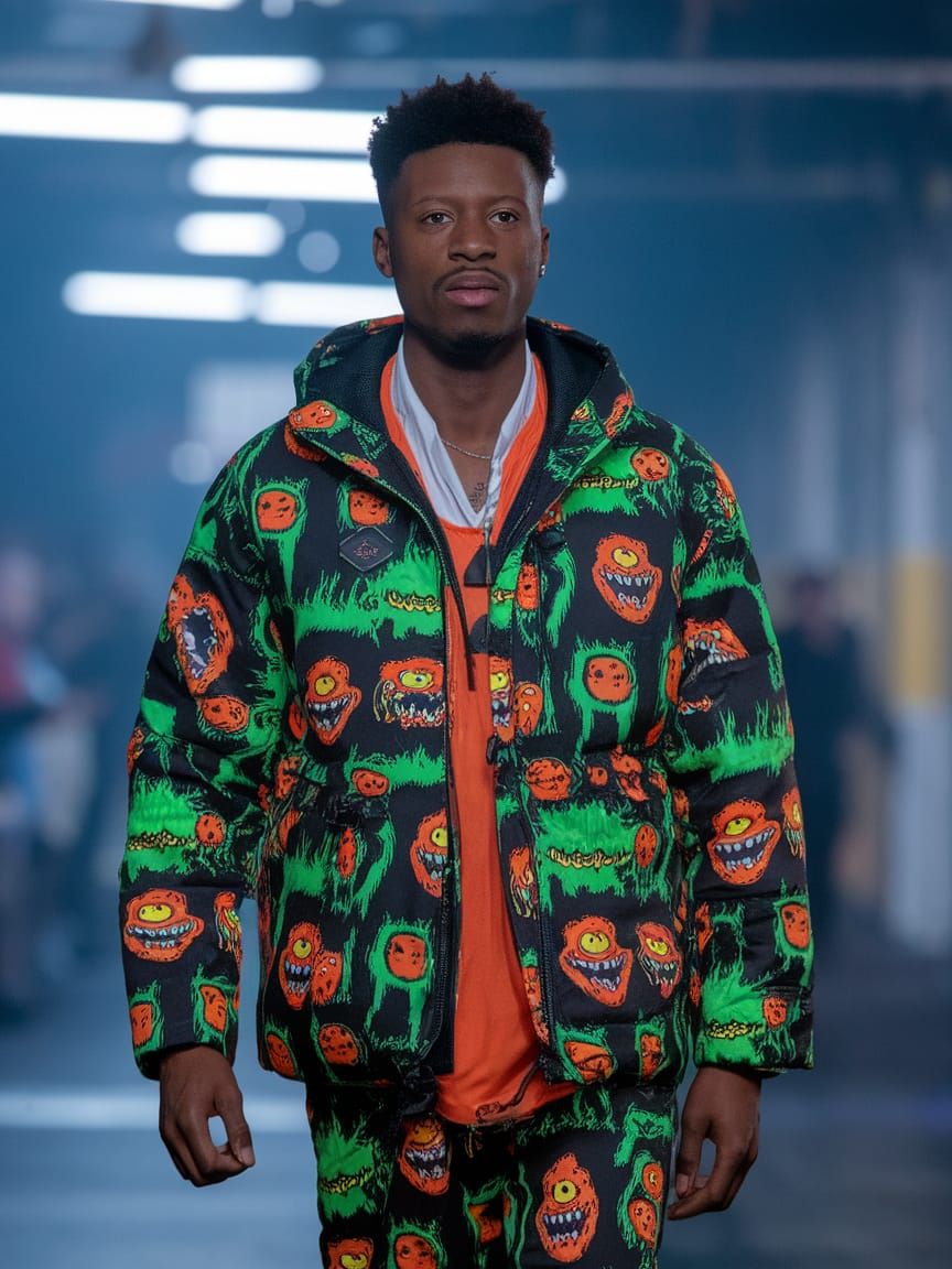 Neon Monster Print Fashion in Hyperrealistic HDR