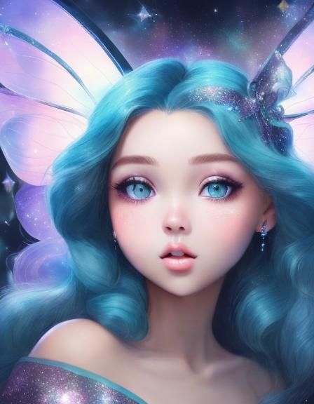 Sparkling Fairy Portrait with Starlight Eyes