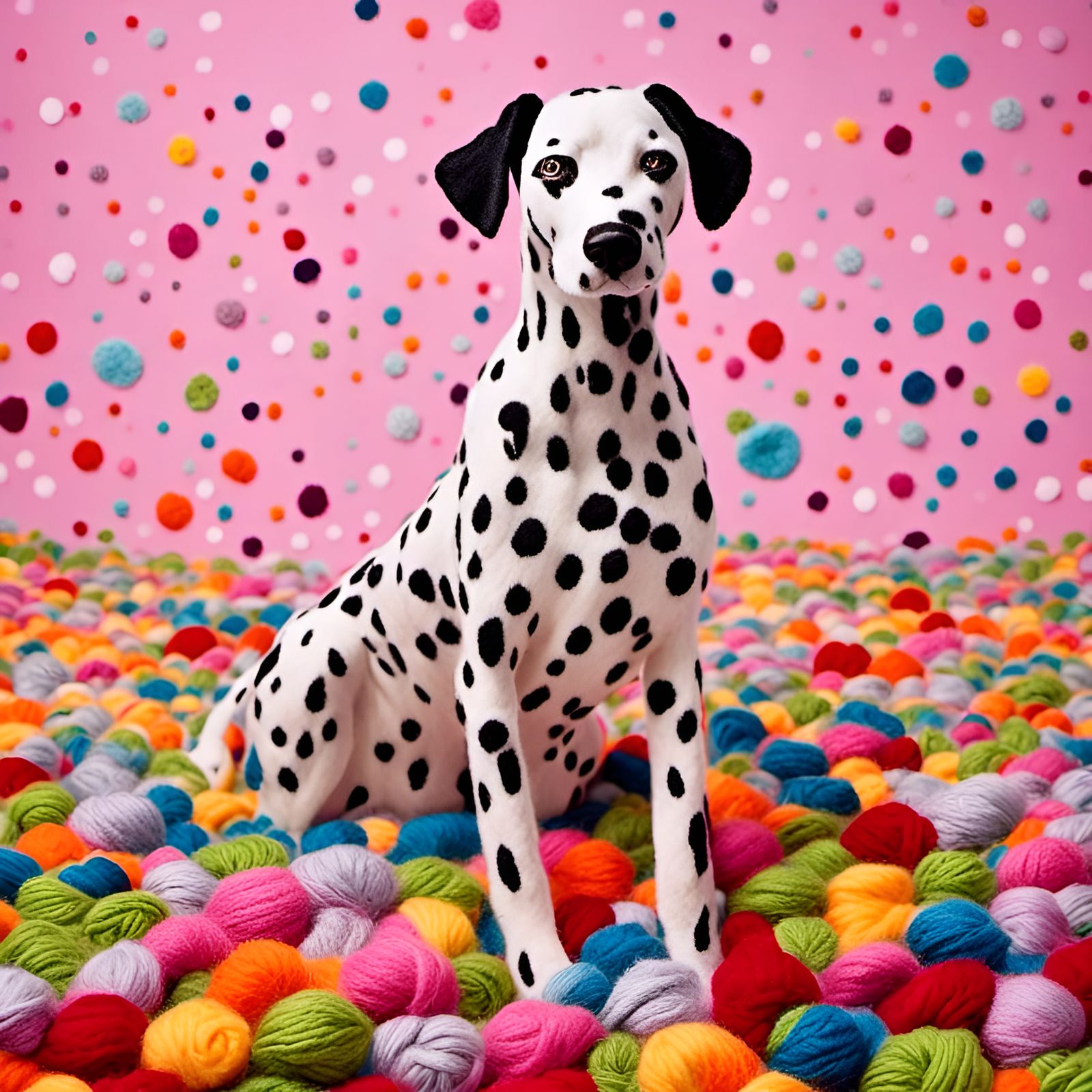 Yarn-Textured Dalmatian Dog Portrait