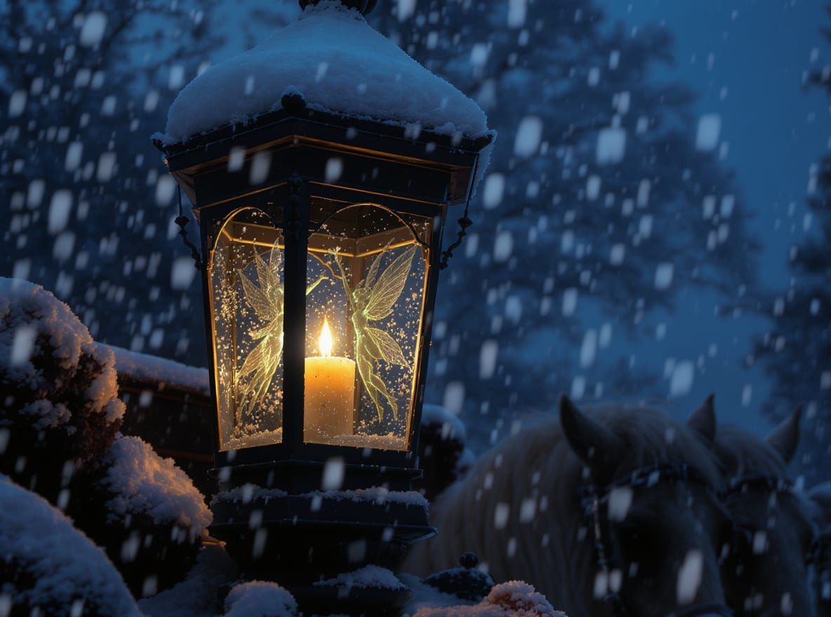 Fairies Dancing in Victorian Lantern, Dramatic Lighting