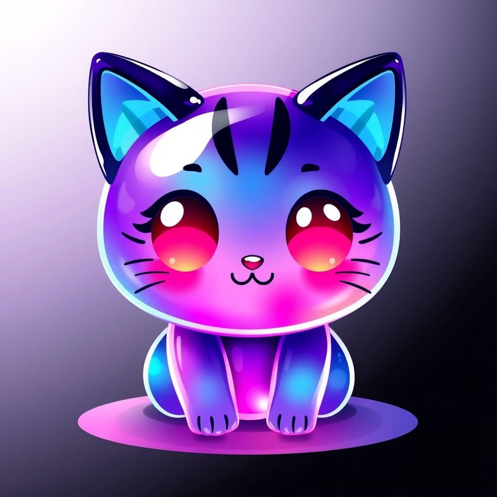 Vibrant Jelly Catgirl in Gradient Hues