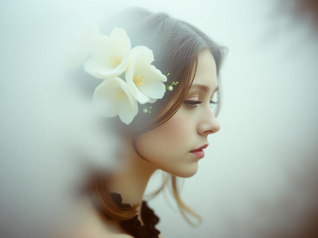 Dreamy Portrait of a Woman in a Whispers of Fog