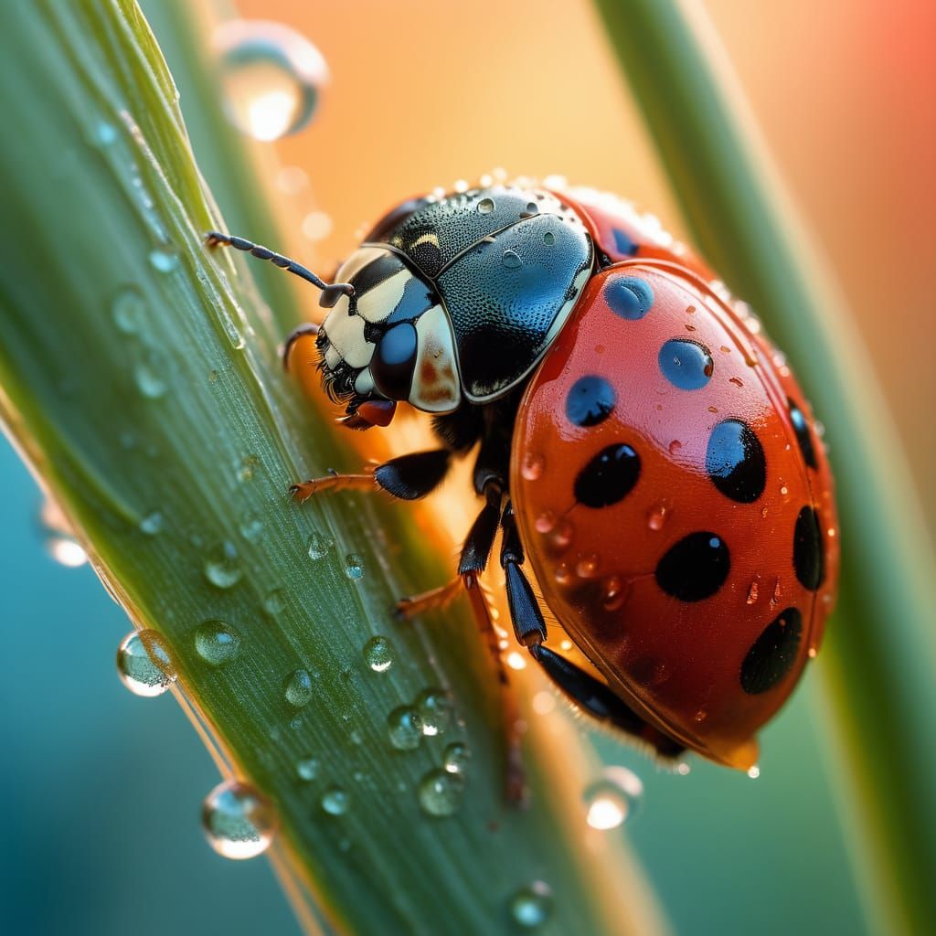 Vibrant Macro Art of a Red Ladybug on Golden Wheat