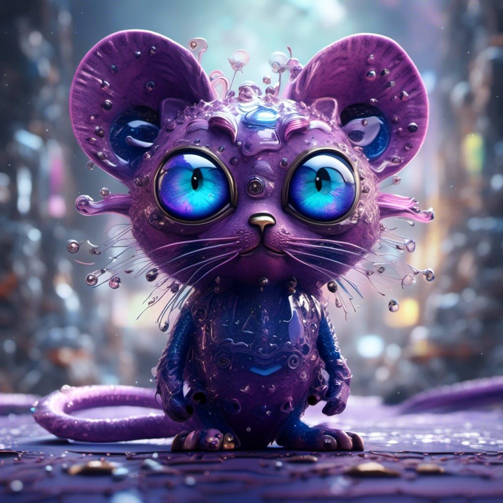 Blown Glass Creature in Fiberpunk Style