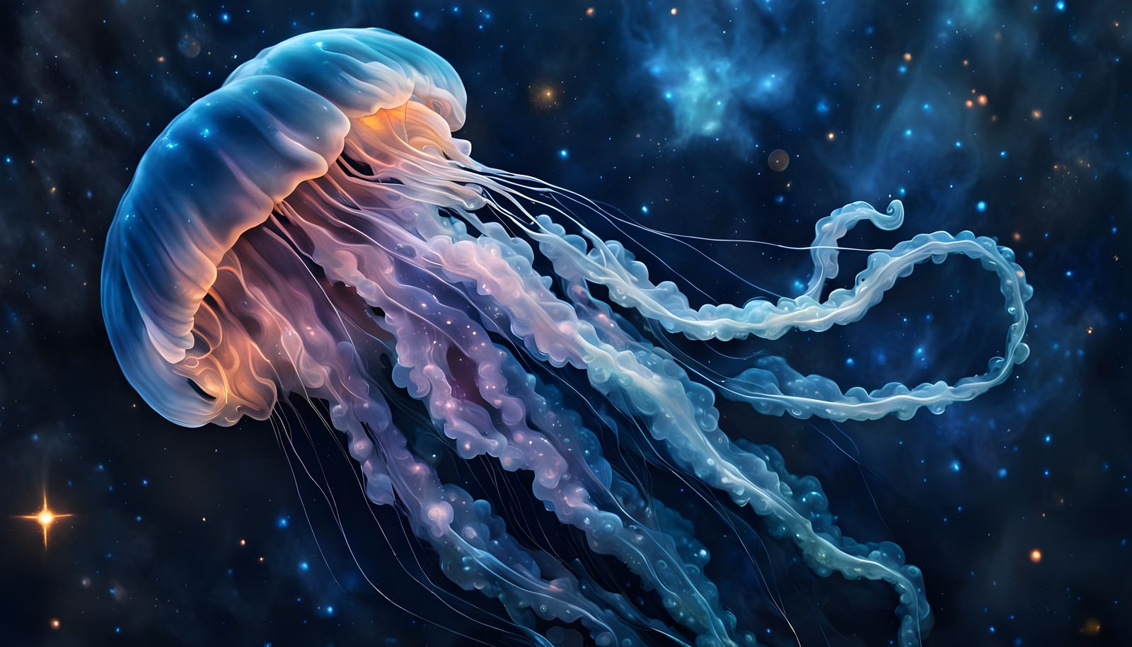 Celestial Jellyfish Drifting Through Space