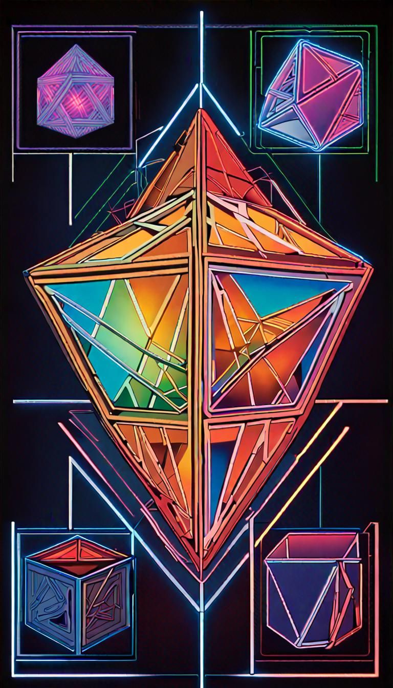Platonic Solids Projected in 4D: Psychedelic Art Deco