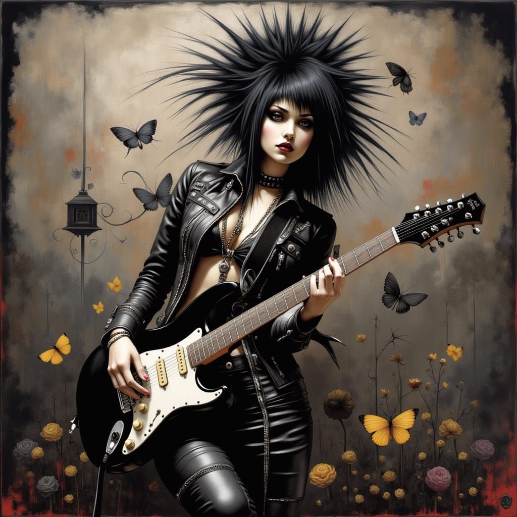 Punk Rocker Woman Shreds Guitar