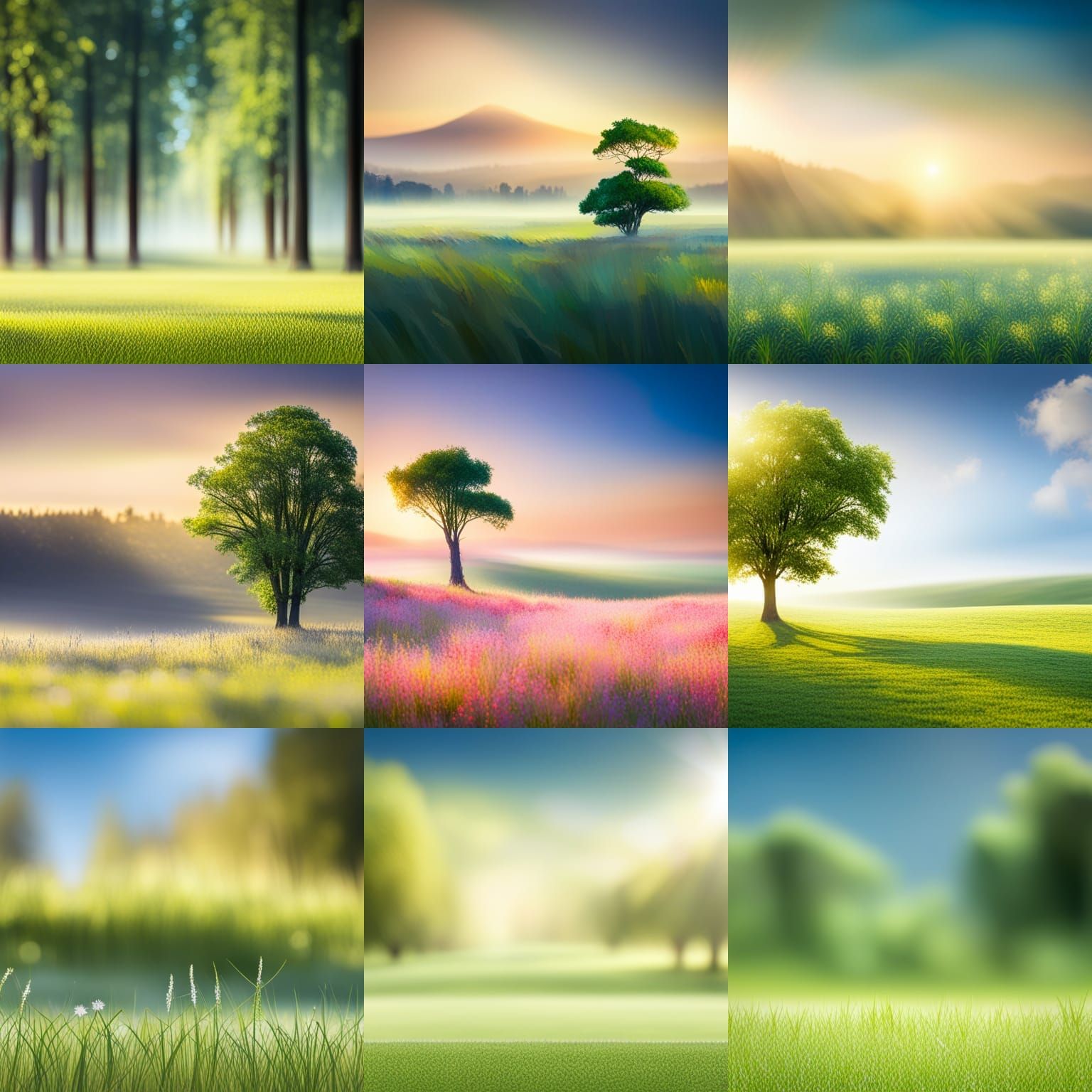 Idyllic Grassy Meadow Under Blue Sky: Professional Photograp...